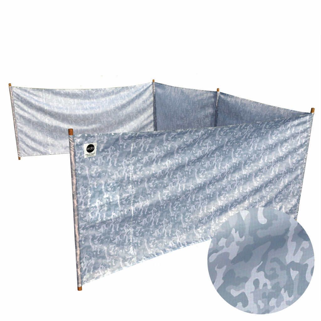 Arctic Camo Pro Beach Recycled Polyester Rip-Stop 20 ft Lightweight Windscreen, Privacy Screen, Wind Blocker, Free Matching Shoulder Bag