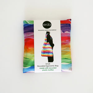 Watercolor Rainbow Small Reusable Ergonomic Bag, Shopping Bag, Grocery Tote, Travel Bag