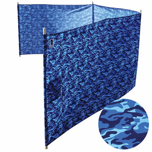 Ocean Camo Elite Beach Recycled Polyester Rip-Stop Extra Tall 42" Lightweight Windscreen, Privacy Screen, Wind Blocker, Free Matching Shoulder Bag (NEW MAHOGANY WOOD POLES)