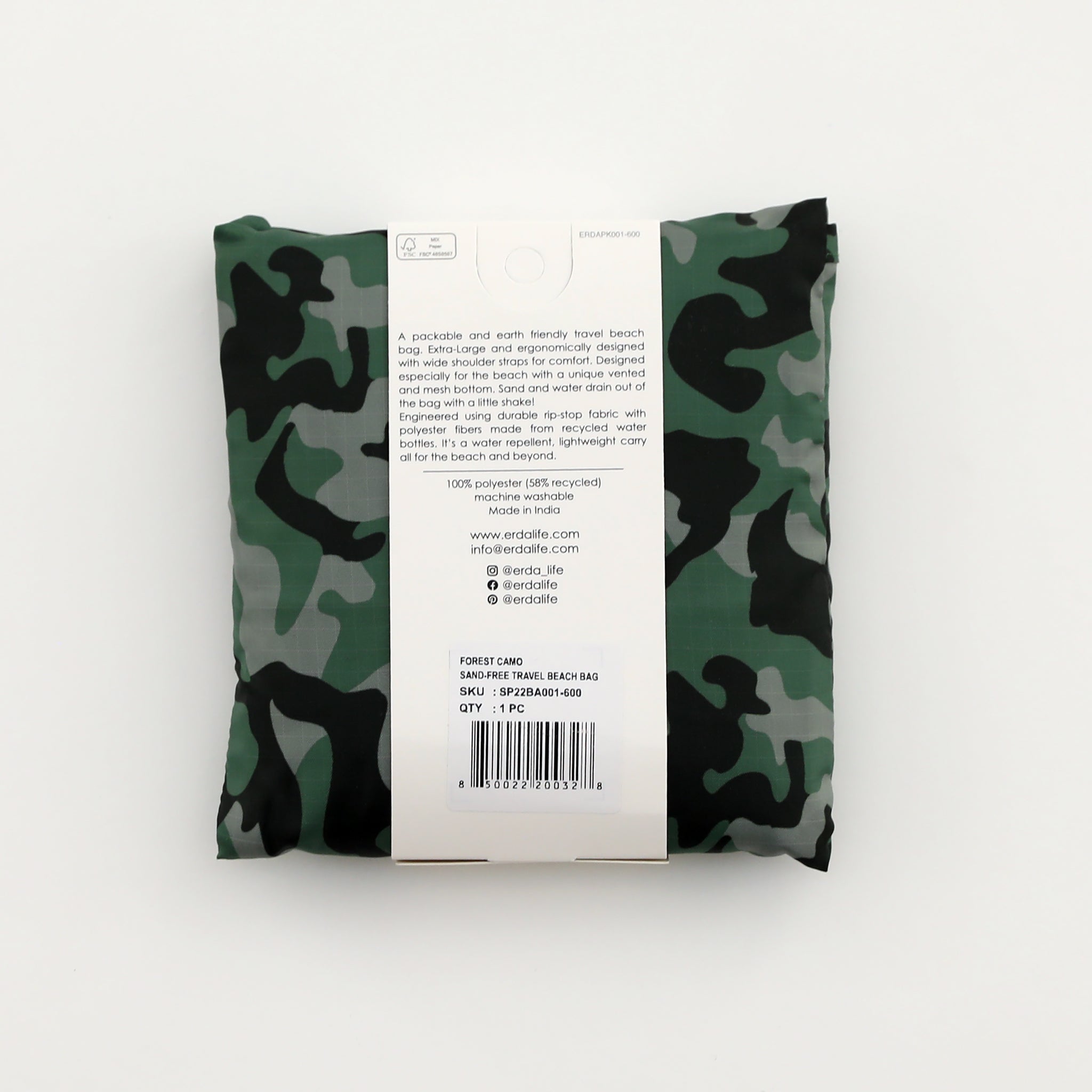 Forest Camo Sand-Free Travel Beach Bag