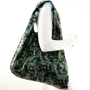 Forest Camo Large Reusable Ergonomic Bag, Shopping Bag, Grocery Tote, Travel Bag