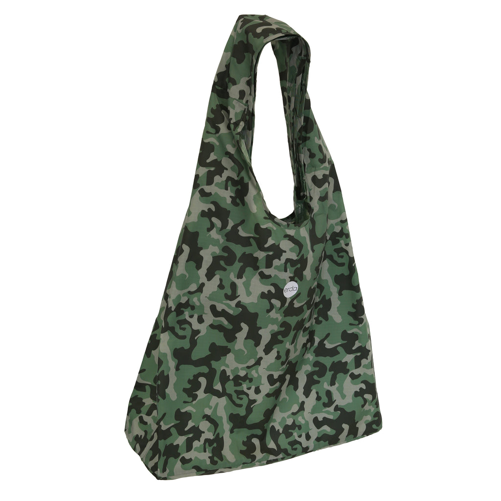 Forest Camo Small Reusable Ergonomic Bag, Shopping Bag, Grocery Tote, Travel Bag