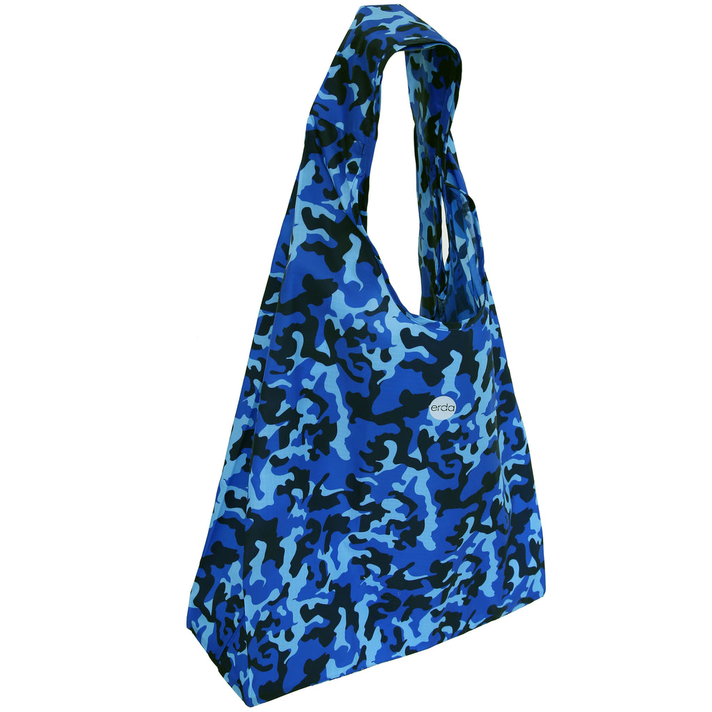 Ocean Camo Small Reusable Ergonomic Bag, Shopping Bag, Grocery Tote, Travel Bag