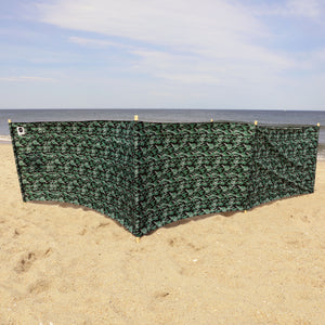 Forest Camo Pro Beach Recycled Polyester Rip-Stop 20 ft Lightweight Windscreen, Privacy Screen, Wind Blocker, Free Matching Shoulder Bag
