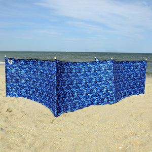 Ocean Camo Pro Beach Recycled Polyester Rip-Stop 20 ft Lightweight Windscreen, Privacy Screen, Wind Blocker, Free Matching Shoulder Bag