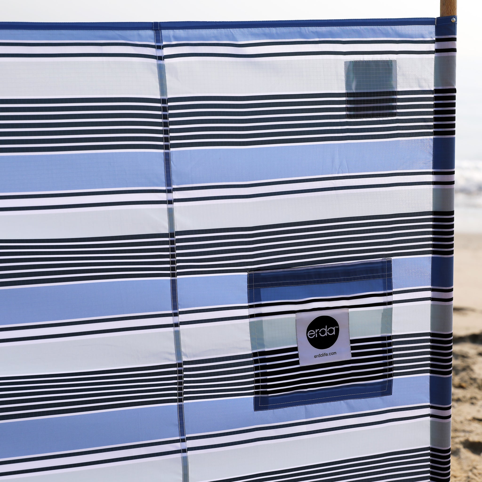 Surf Stripe Pro Beach Recycled Polyester Rip-Stop 20 ft Lightweight Windscreen, Privacy Screen, Wind Blocker, Free Matching Shoulder Bag