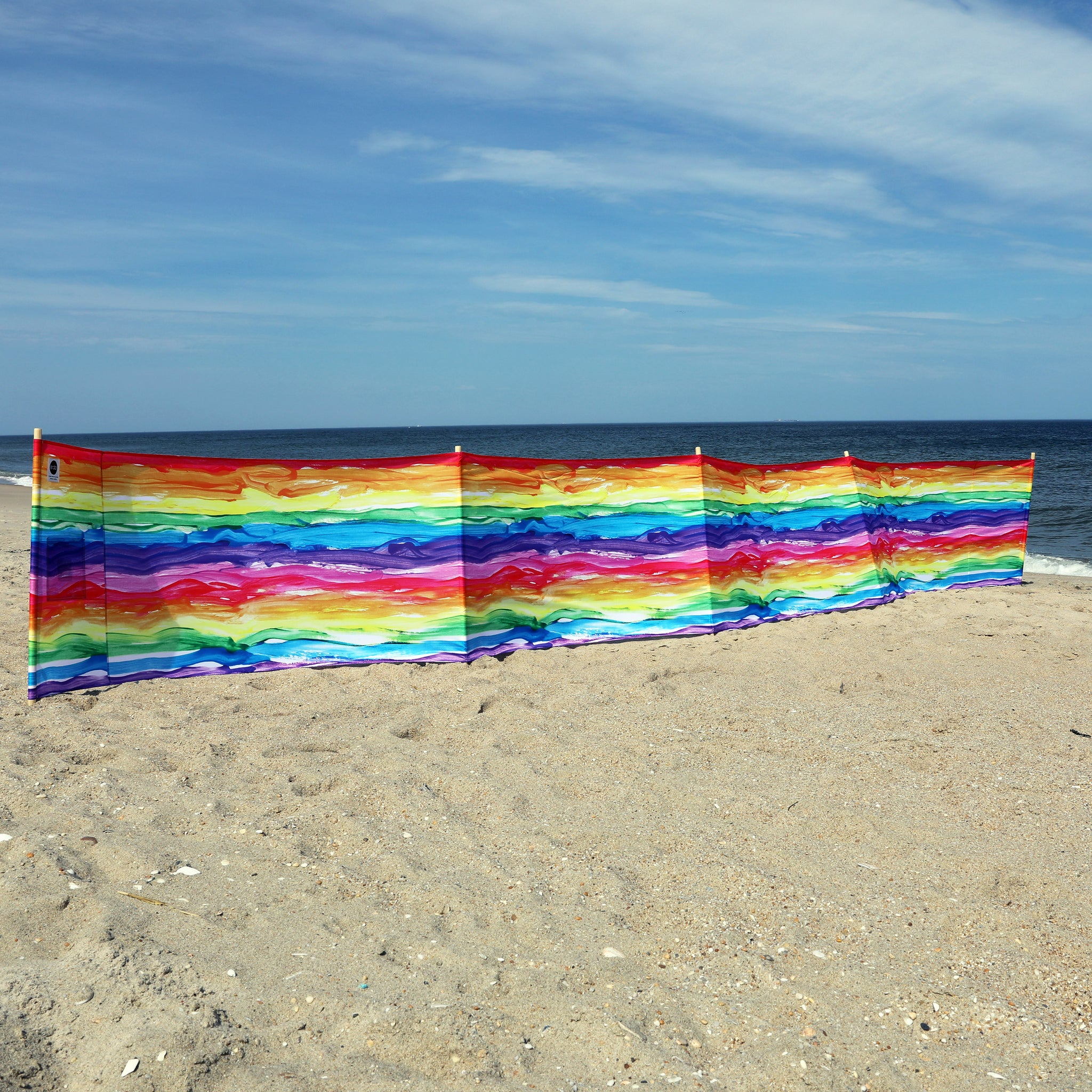 Watercolor Rainbow Pro Beach Recycled Polyester Rip-Stop 20 ft Lightweight Windscreen, Privacy Screen, Wind Blocker, Free Matching Shoulder Bag