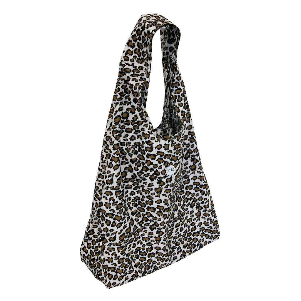 Sand Leopard Small Reusable Ergonomic Bag, Shopping Bag, Grocery Tote, Travel Bag