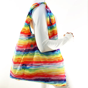 Watercolor Rainbow Large Reusable Ergonomic Bag, Shopping Bag, Grocery Tote, Travel Bag