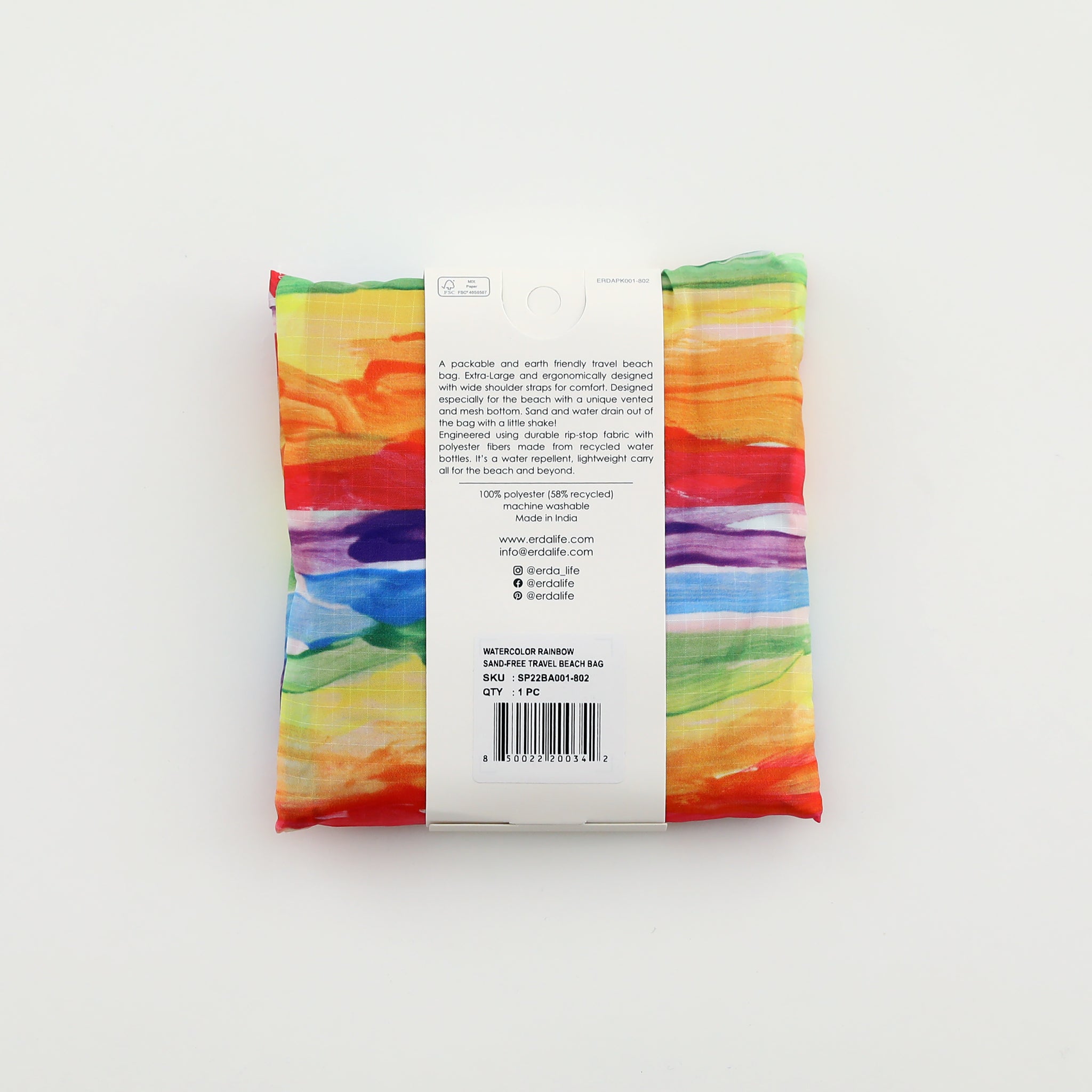 Watercolor Rainbow Sand-Free Travel Beach Bag