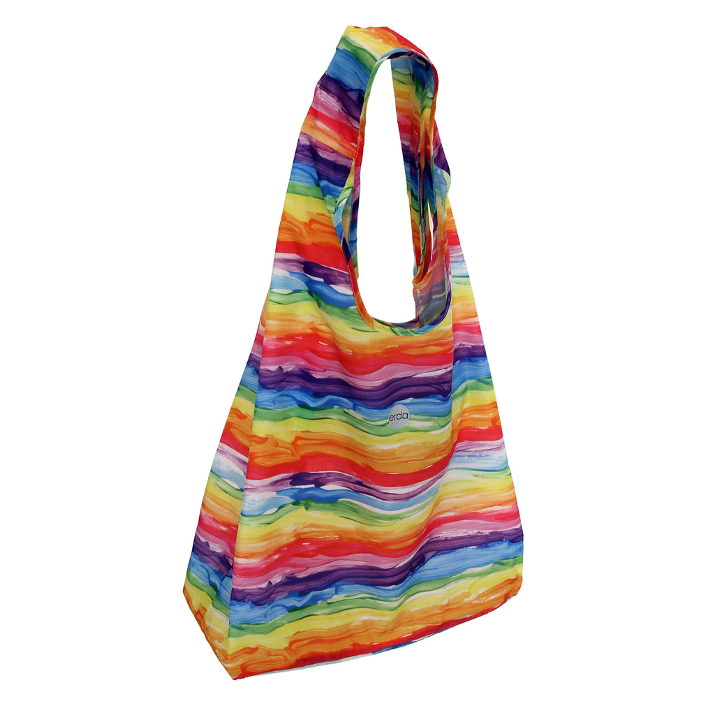 Watercolor Rainbow Small Reusable Ergonomic Bag, Shopping Bag, Grocery Tote, Travel Bag