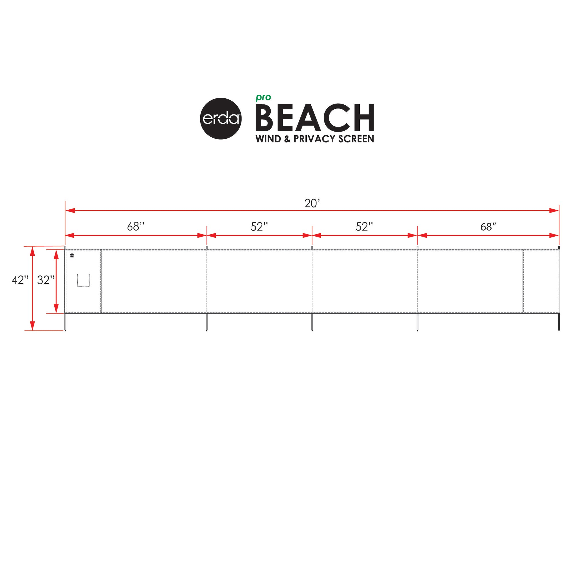 Watercolor Rainbow Pro Beach Recycled Polyester Rip-Stop 20 ft Lightweight Windscreen, Privacy Screen, Wind Blocker, Free Matching Shoulder Bag